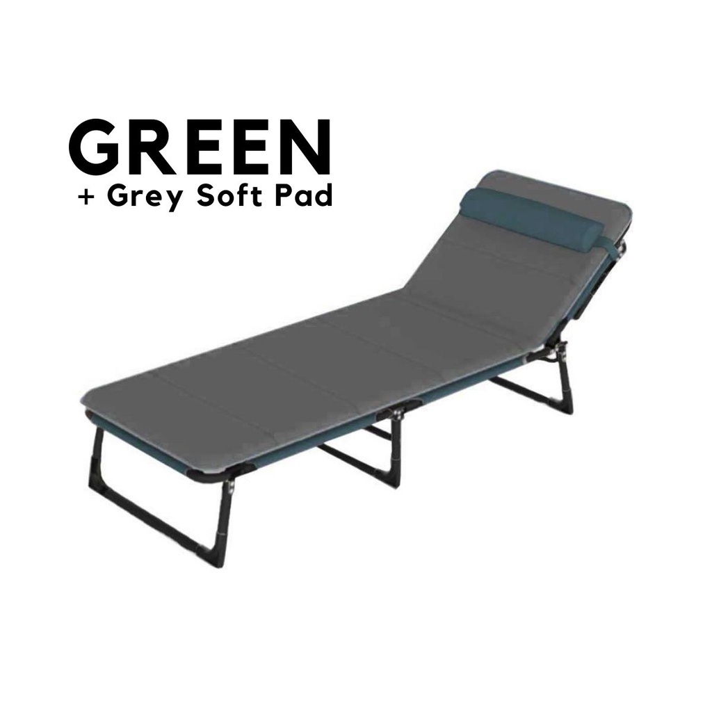 Premium Foldable Lazy Sleeping Chair Adjustable Outdoor Indoor Lounge Leisure Camping Reclining Bed with Soft Bed Padded