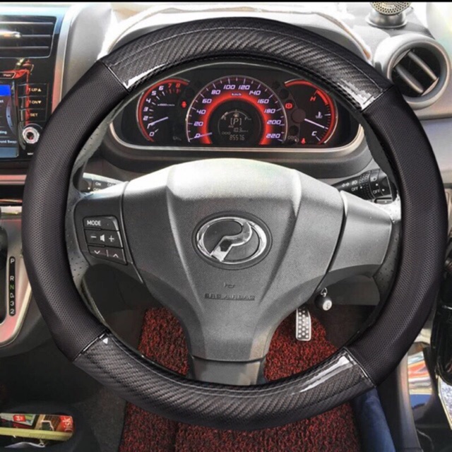 Perodua Carbon Fiber Leather Steering Cover Axia for Bezza 