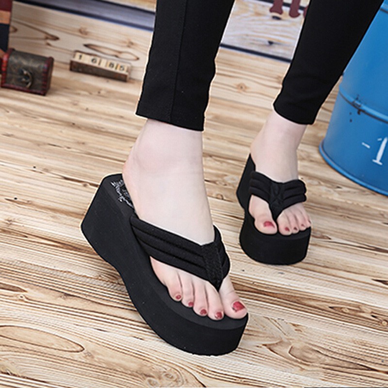 simple casual platform slippers