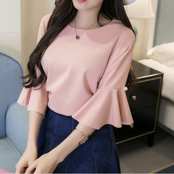 plus size pink chiffon blouse