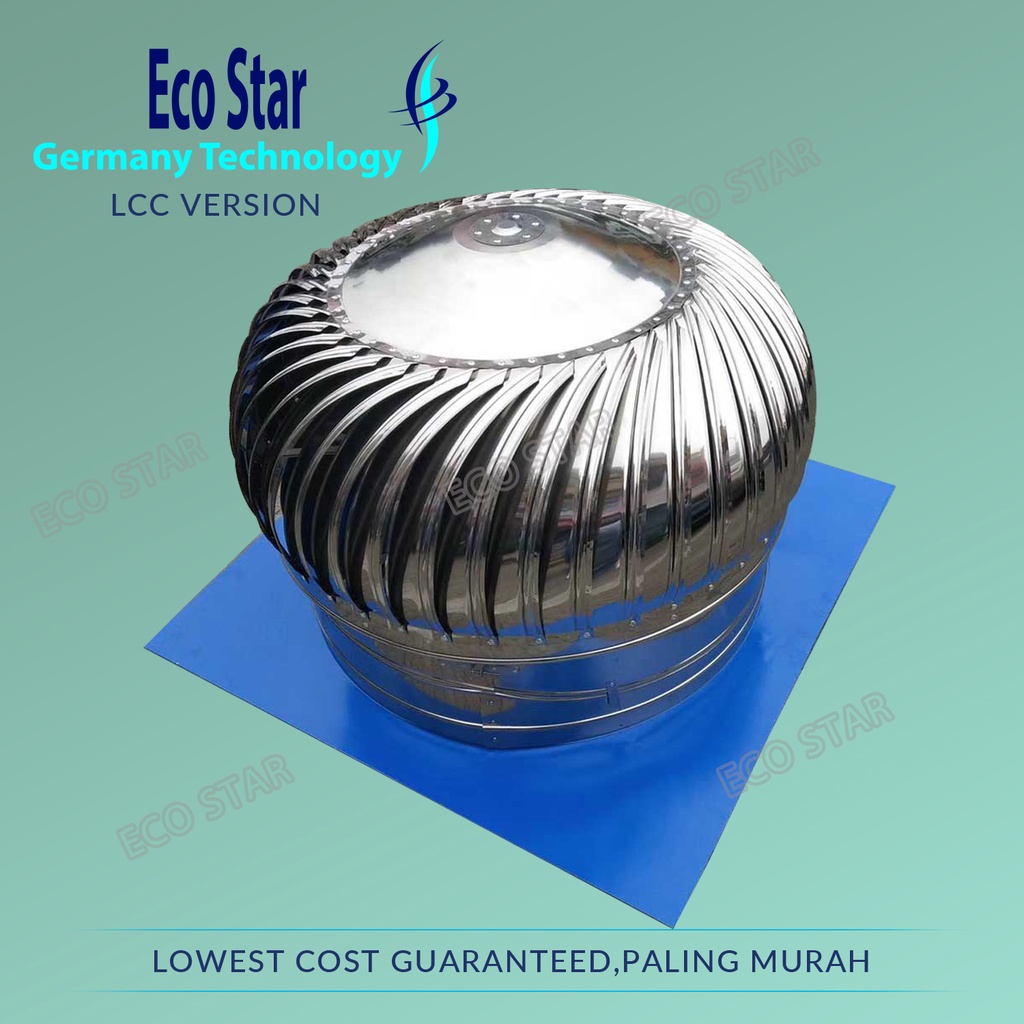 【Paling Murah】Stainless Steel Unpowered Hood Wind Ball Fan Roof Ventilator Industrial Plant Flue Exhaust Vent