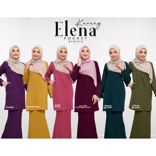  Baju  Kurung  Elena Pocket Warna  Olive  Green  Plus Size S 