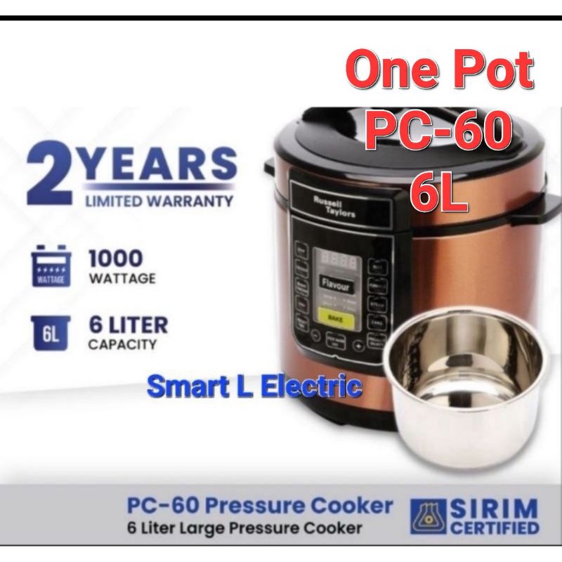 Russell Taylors Pressure Cooker Stainless Steel Pot PC-60 Rice Cooker (6L)