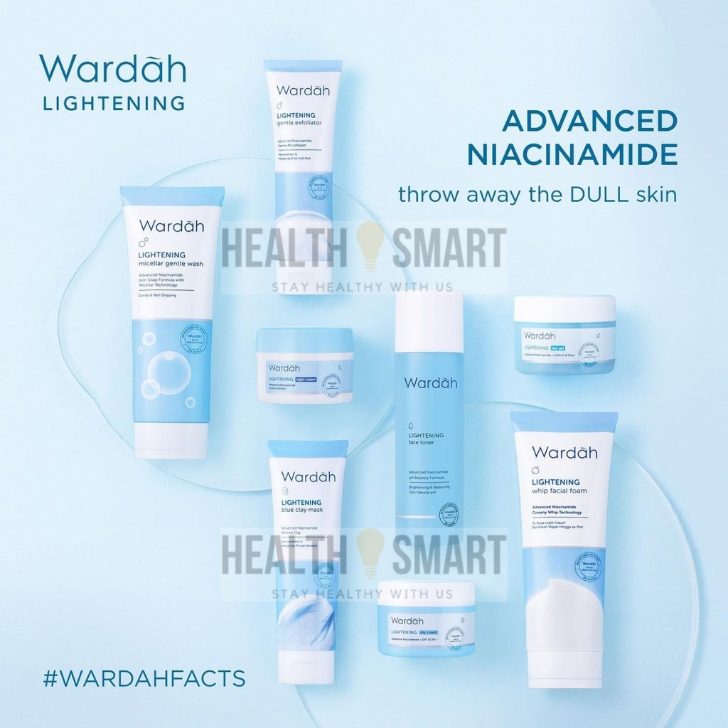 Wardah Lightening Toner/ Micellar Gentle Wash Cleanser/ Whip Facial ...