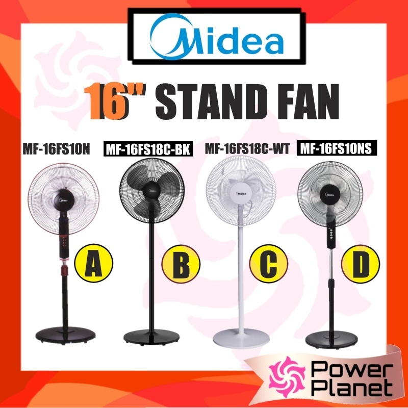 Midea Elba 16 Stand Fan Mf 16fs10n Or Mf 16fs10ns Or Mf 16fs18c Bk White Black Or Esf J1656 Bk Or Esf E1639tm Gr Shopee Malaysia