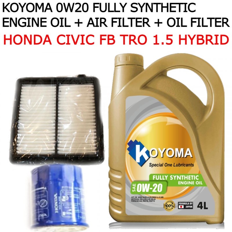 HONDA CIVIC FB TRO 1.5 HYBRID AIR FILTER + OIL FILTER + KOYOMA 0W20
