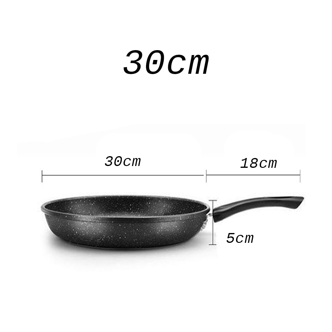 26/28/30CM Non-Stick Frying Pan Black Deep Frying Wok Pan Durable Scratch Resistant Superior Heat Induction Oil Free