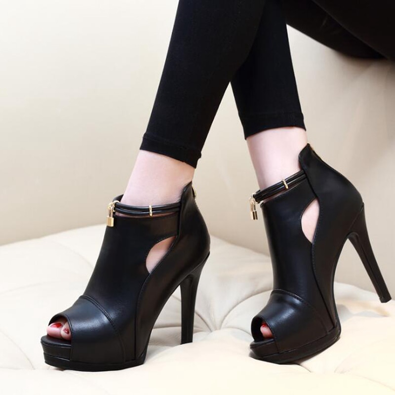 fashion peep toe cutout thin heels