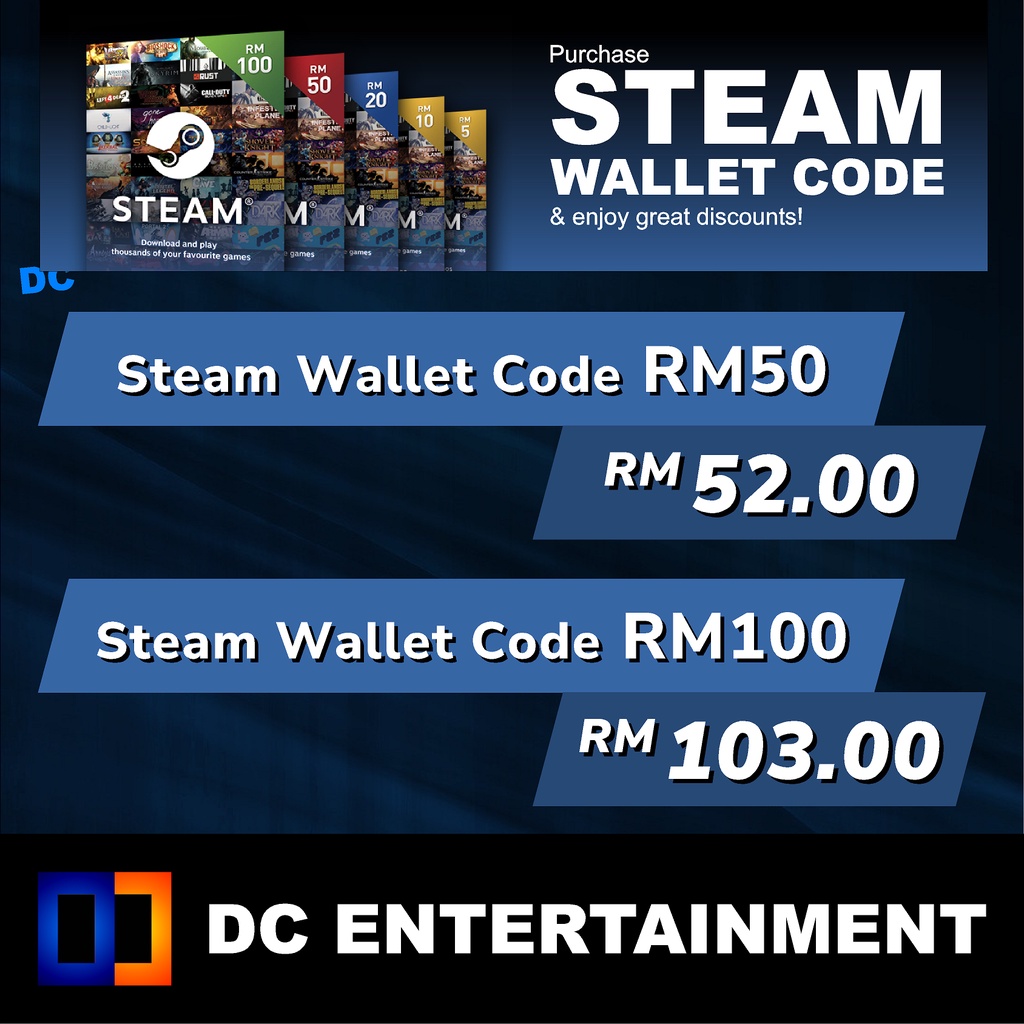 Steam Wallet Code Rm50 Rm100 Steam Wallet Reload Top Up Myr Code Ready Stock Original Instant