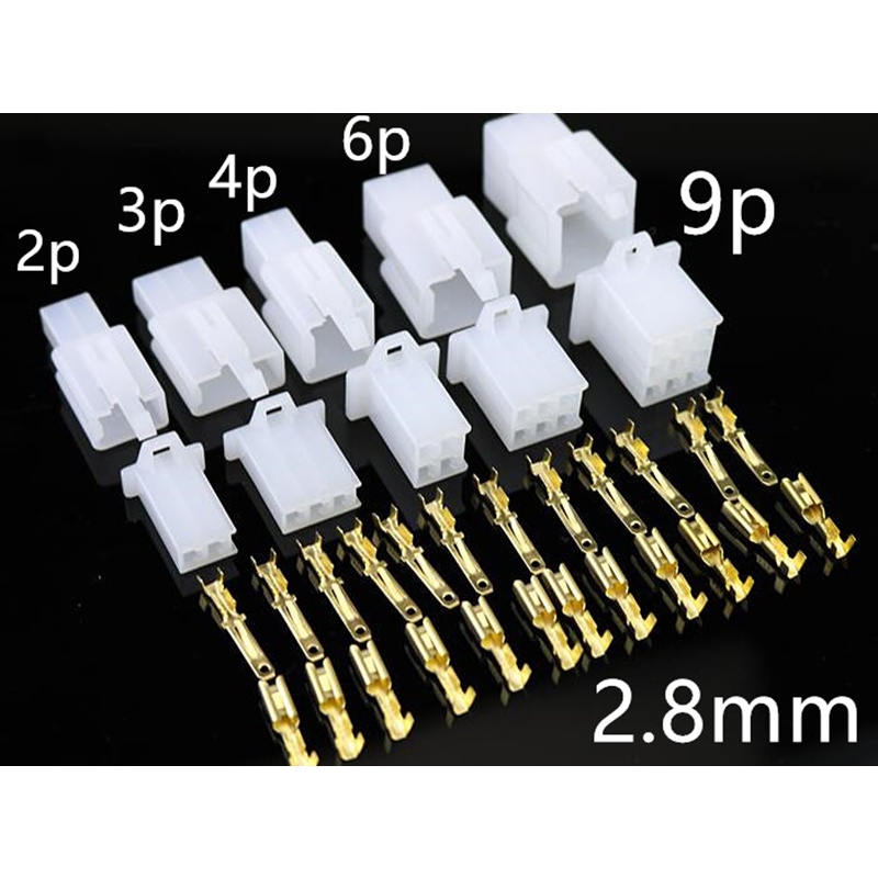 50 Sets Car Moto Electrical 2.8mm 2 3 4 6 9Pin Wire Cable Cnector Terminal Parts