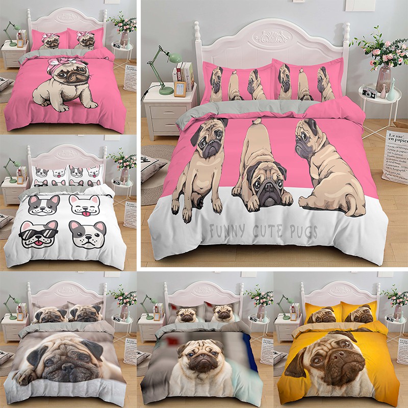 Trendy Puppy Pug Bedding Hippie Boho Style Pet Duvet Cover Set Shopee