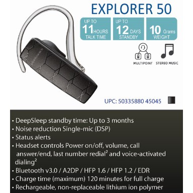 plantronics explorer 50 bluetooth version