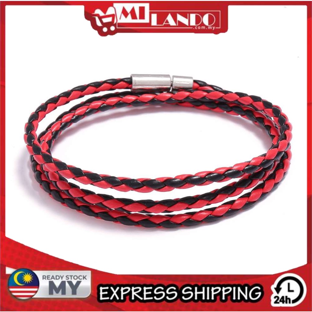 MILANDO Men Multi-Layer Braided Twist Bracelet PU Leather Rope Bracelet Gelang Tangan (Type 13)