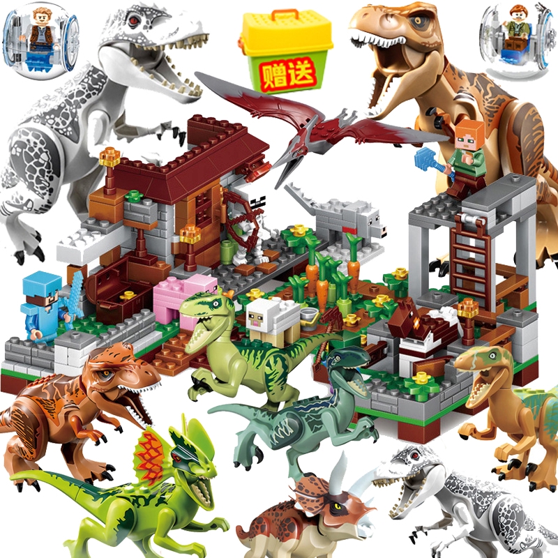 dinosaur assembling building blocks set
