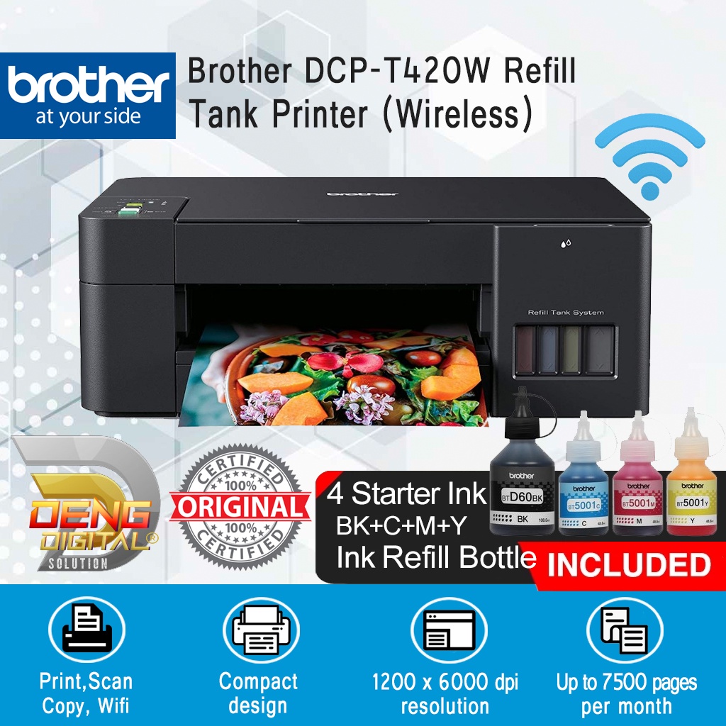 Brother Dcp T420w Ink Tank Printer Print Scan Copy Wifi Shopee Malaysia 8603