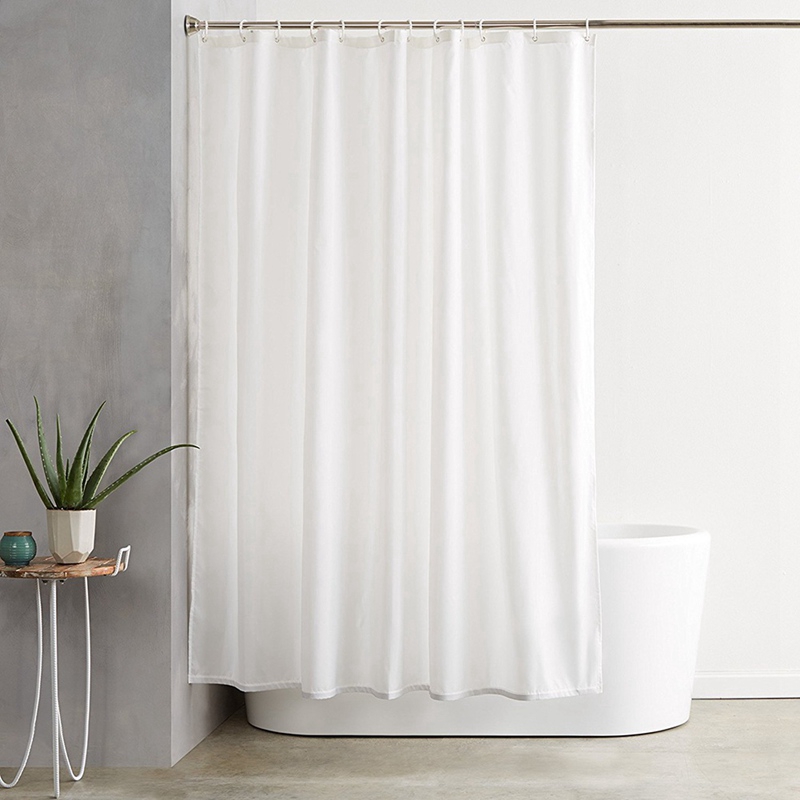Fabric Shower Curtain Plain White Extra Wide Extra Long Standard