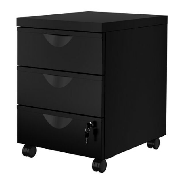 Ikea Erik Drawer Unit W 3 Drawers On Castors Black 41x57 Cm