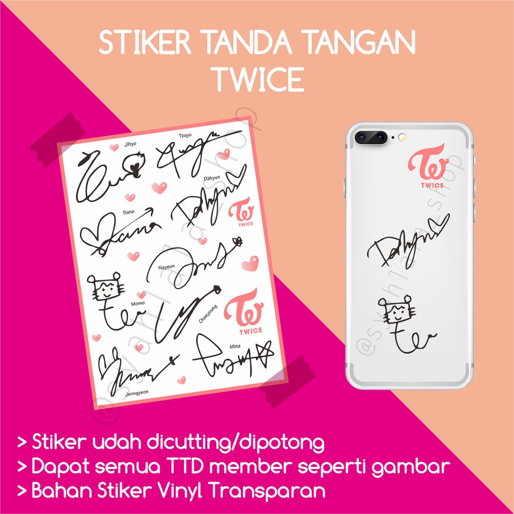 Transparent Black Color Vinyl Kpop Twice Signature Stickers A6 For Case Mobile Phone Laptop Helmet Shopee Malaysia