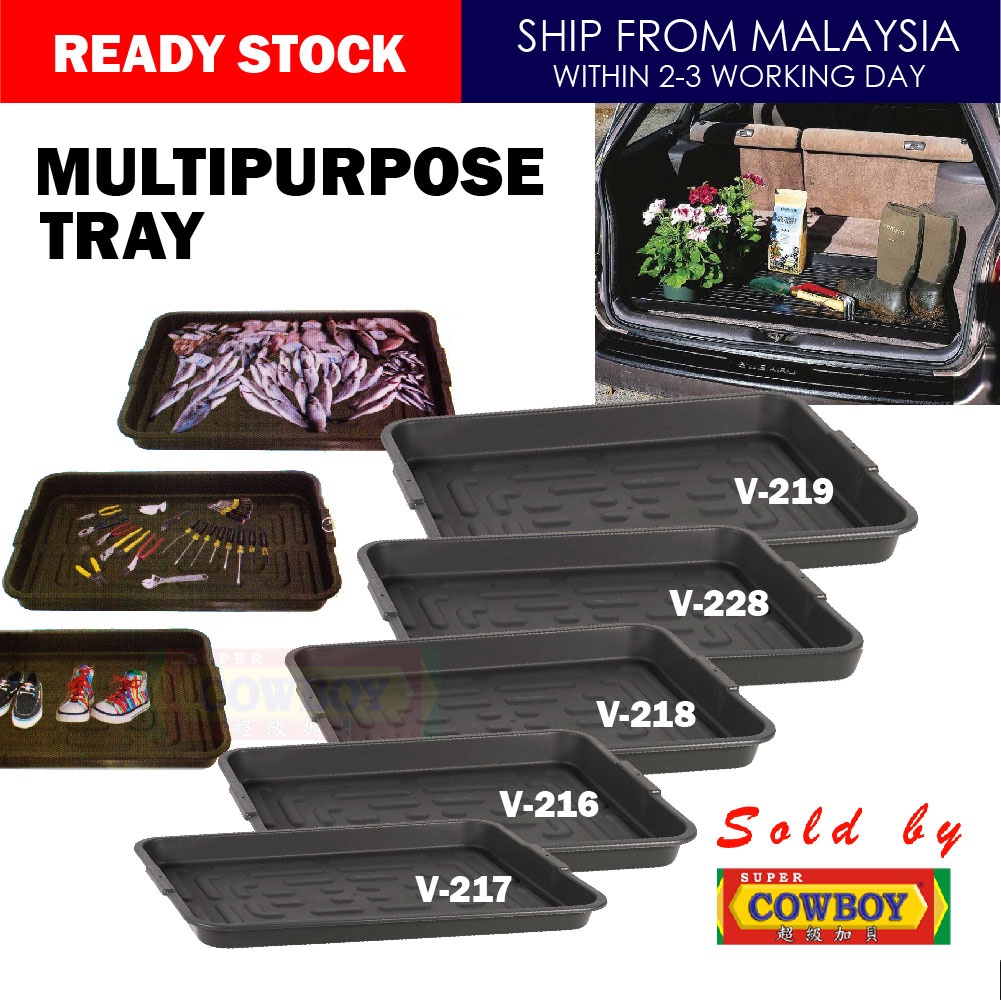Multi Use Car Boot Tray Plastic Multipurpose Wet Dry Black Stall Tray Vegetable and Fruit Tray