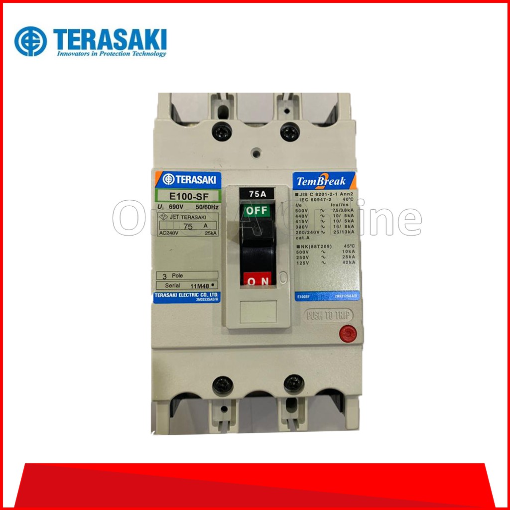 Electrical Equipment TERASAKI MOULDED CASE CIRCUIT BREAKER (MCCB) (E100SF3P) 3POLE 10KA