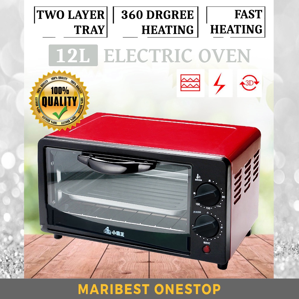 Toaster Oven Electric Oven 12 Liter Mini Baking Oven Pan Grilling Bread Grill Cooking Roasting Microwave Malaysia Plug