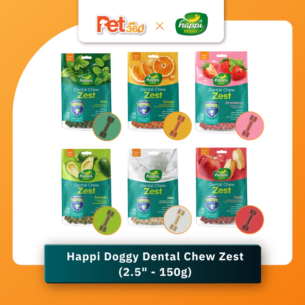 Happi Doggy Dog Dental Oral Chew Zest Dog Oral Care Chew (18 Pcs x 2.5