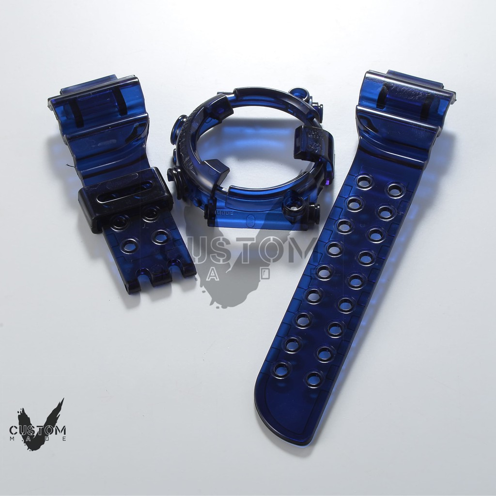 (Vcustom) DW8200 JELLY " DARK BLUE " BAND AND BEZEL WATCH STRAPS