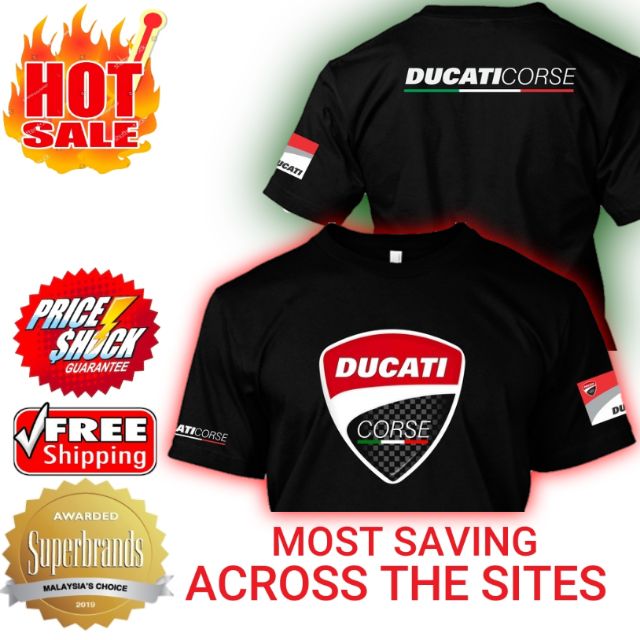 Ducati Corse Official Logo Mens Big Size Short Sleeve Black Graphic Tees Cotton T Shirt For Men Women Shopee Malaysia