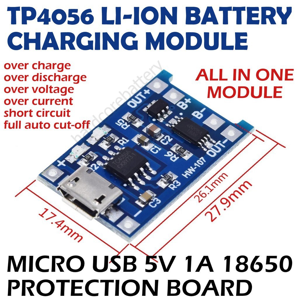 TP4056 Li-ion 18650 Battery Charger Module Pinout,, 55% OFF