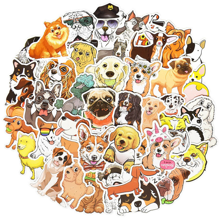 50 PCS Cartoon Dog Stickers Cute Animals Sticker Dogs Funny Corgi On Laptop  Helmet Bicycle Pet Supplies Party Kids Gifts | Shopee Malaysia