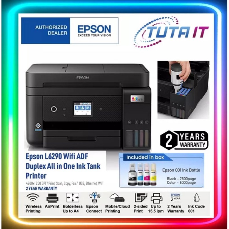 Epson EcoTank L6290 A4 Wi-Fi Duplex All-in-One Ink Tank Printer with ...