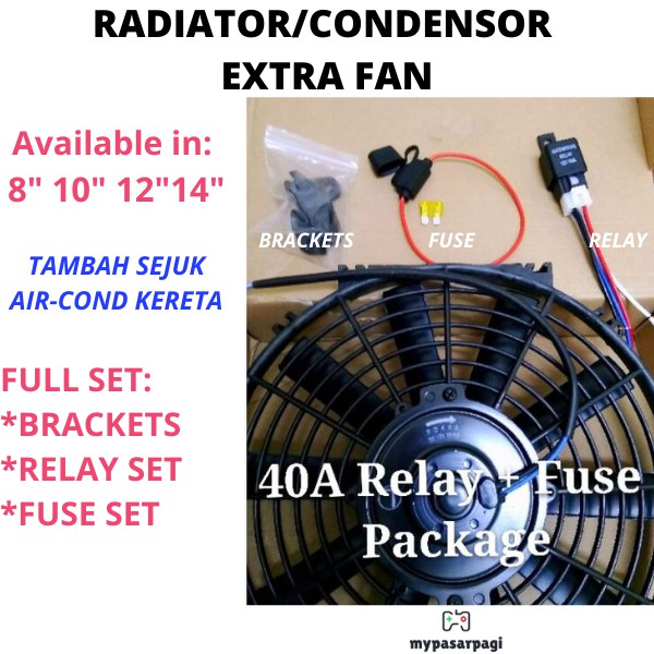 🇲🇾 POKKA Radiator Condensor Extra Fan Car 14/12/10/8inch 12V 80W kipas