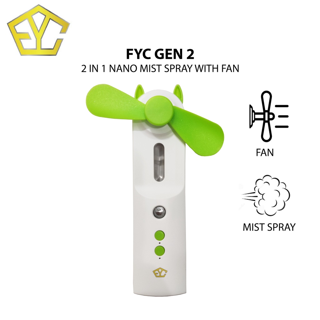 FYC Gen 2 2 in1 Nano Mist Spray with built in Fan for Moisturizer Nano