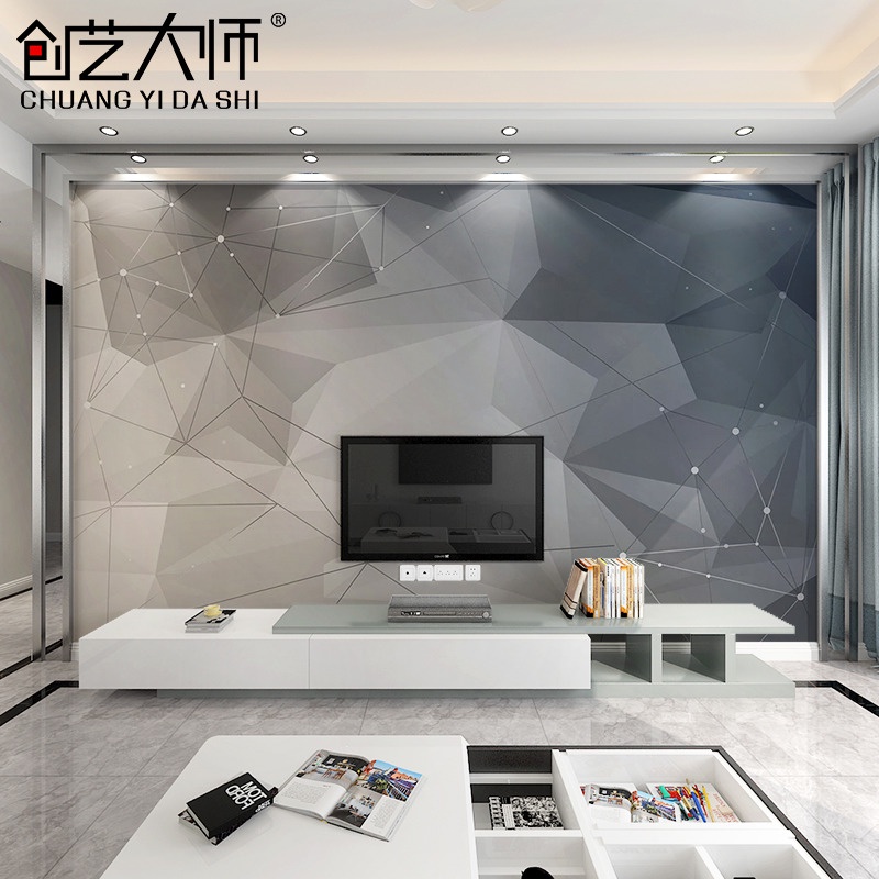 Like geometric TV background wall paper living room sofa film and television  wall mural bedroom wall cloth customization | Shopee Malaysia