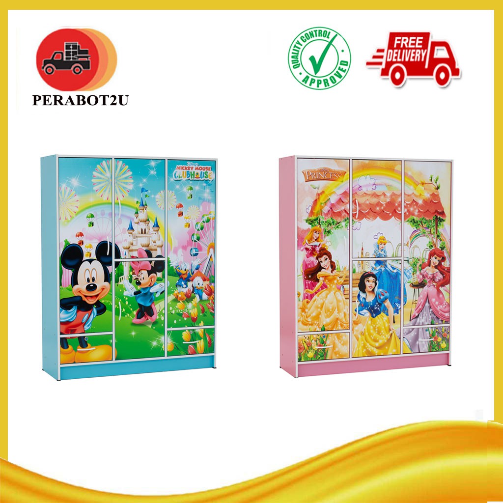 HL Wonderland 3 Door Cartoon  Cabinet 3 Pintu Almari  