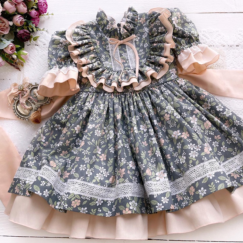 NNJXD Baby Girls Dress Puffy Sleeve Princess Ball Gown Vintage European Style Lolita Dress Birthday Party Wedding Dresses Kids Lace Flower Girl Dresses
