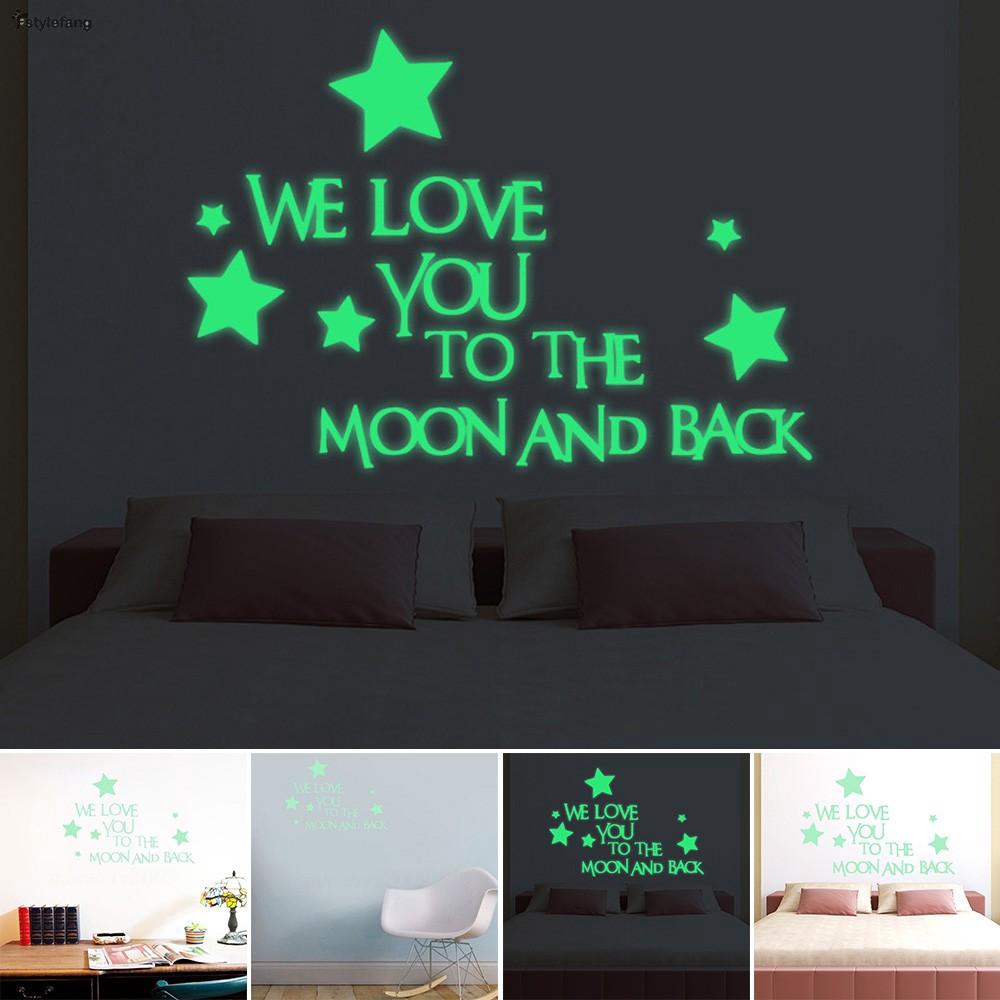 Glow In The Dark Real Moon Stars Stickers Decals Ceiling Wall Bedroom Ornament