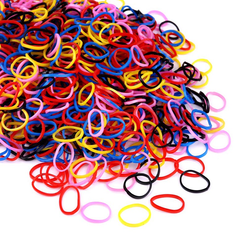 1000 Pcs Multi Color Small Elastic Rubber Hair Band Hair Tie For