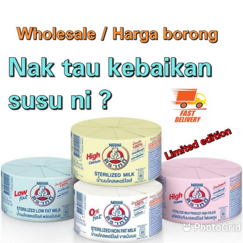 RUGI TAK BELI HALAL SUSU NESTLE BEAR BRAND STERILIZED MILK TIN BESAR, HARGA BORONG 140ML