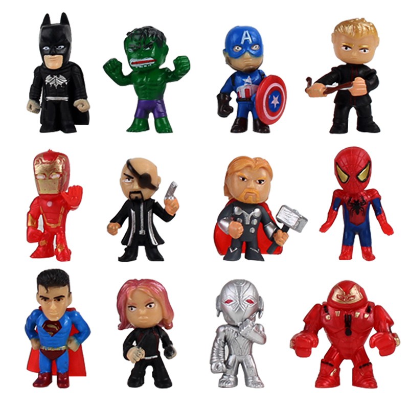 12pcs/set New Q Avengers toys Mini Avengers Figures Batman Hulk Thor Action  Figure Toys Superhero Model toys For Boys | Shopee Malaysia