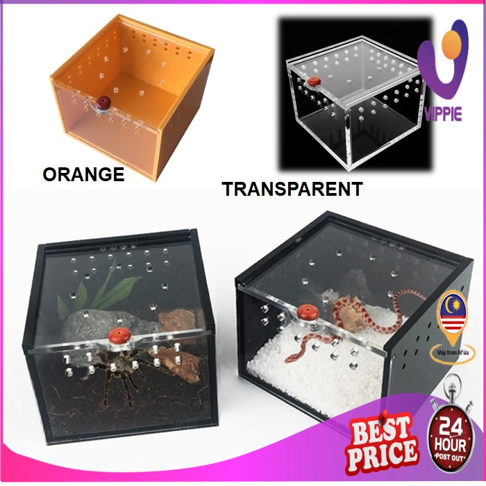 VIPPIE Reptile Acrylic Feeding Box Breeding Habitat Acrylic Sliding