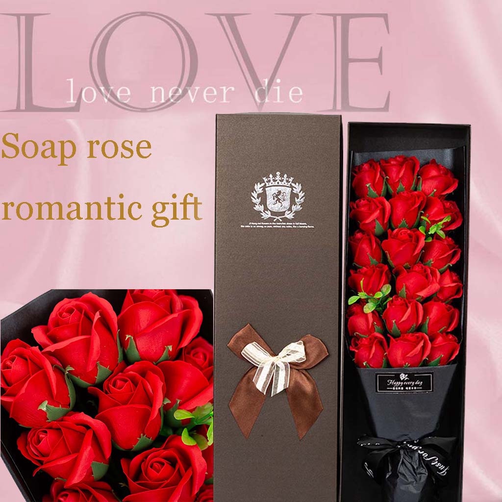 Valentine S Day Gift 18 Rose Soap Flower Romantic Soap Bouquet Rose Gift Box Shopee Malaysia