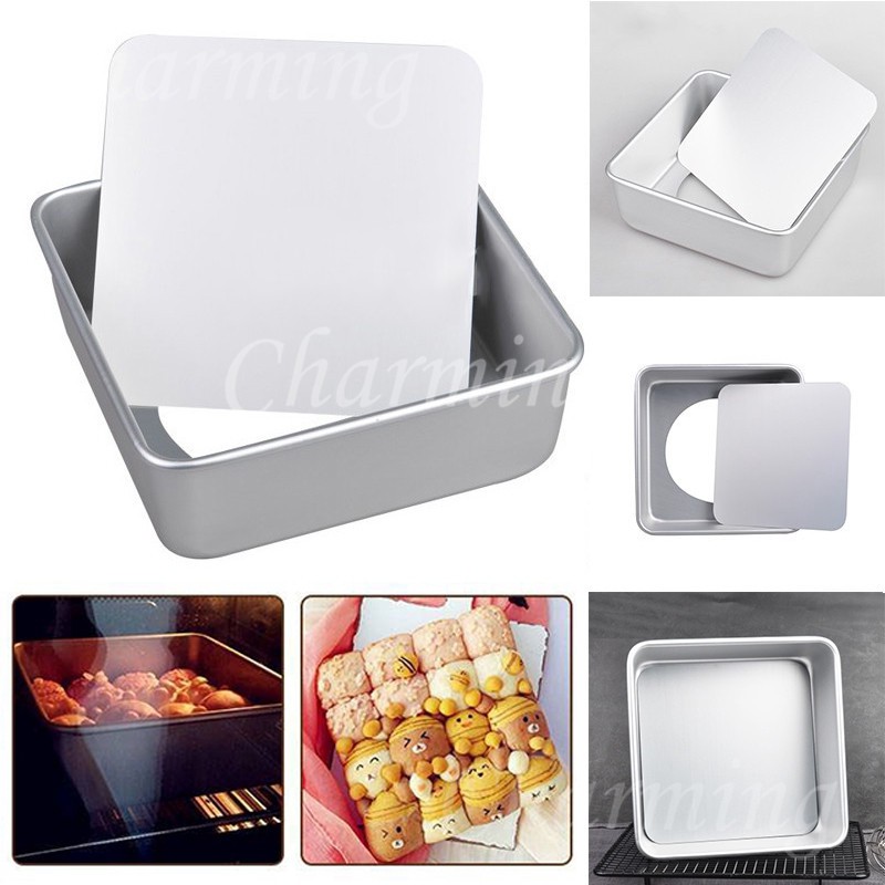 Ready stock 6/8/10 inch Aluminum Alloy Cake Pan Square Mousse