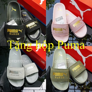 red puma suede slides