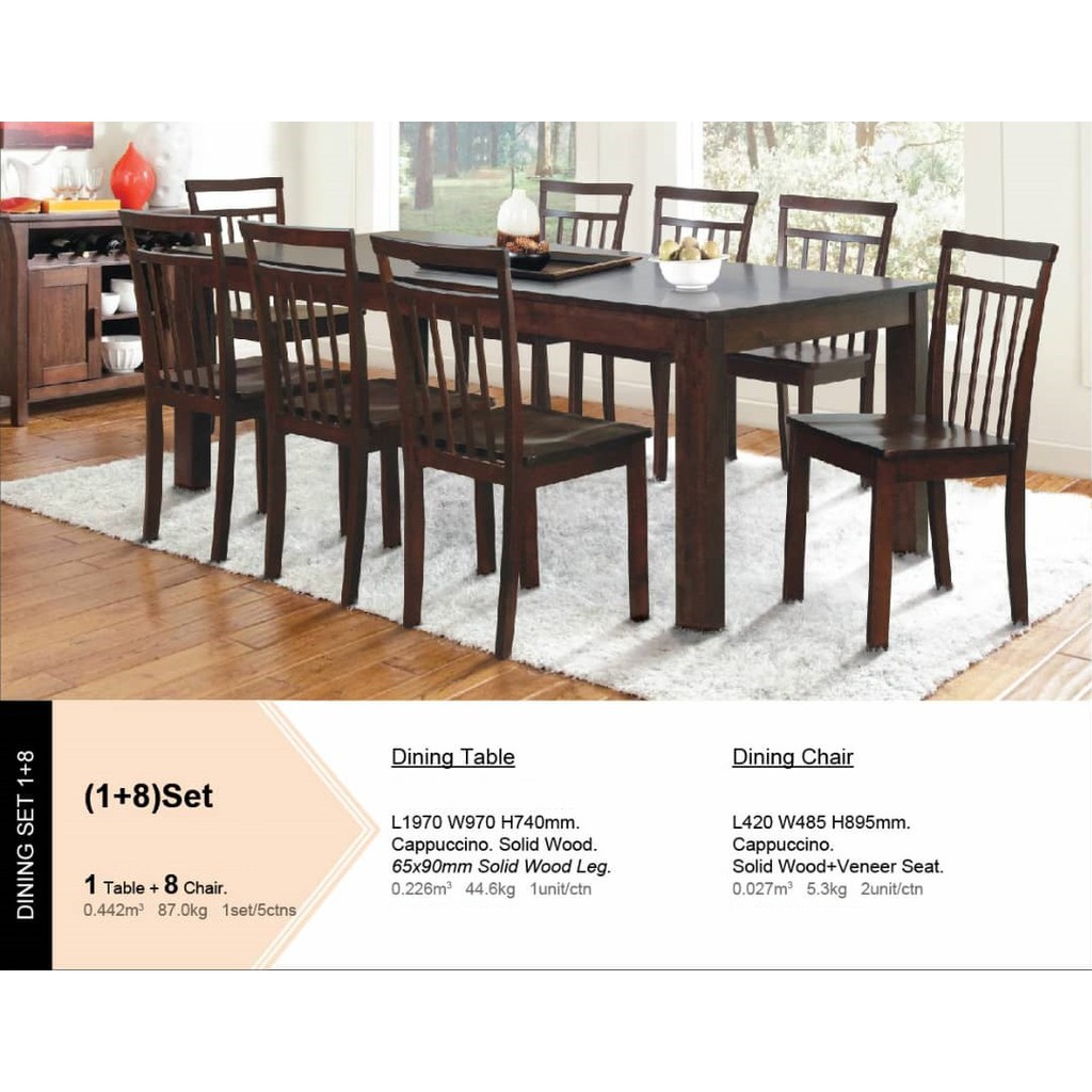 Solid Wood Dining Room Set 1 Dining Table 8 Dining Chairs Shopee Malaysia