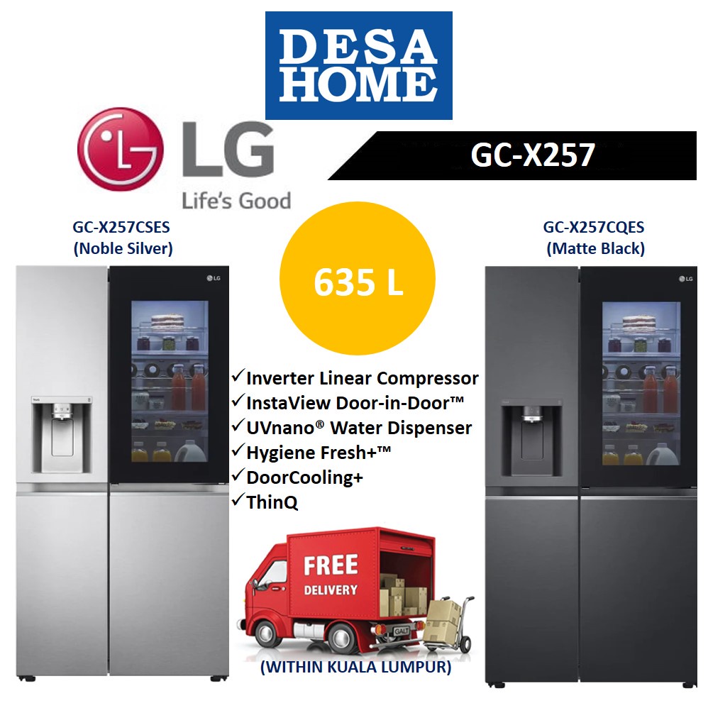 LG SideBySide With Instaview DoorInDoor GCX257/GCX257 (635L) [Free