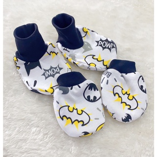 Newborn baby 0-6mth mittens booties 2pcs set / baby cotton mittens & booties cartoon / Sarung Tangan & Kaki Bayi