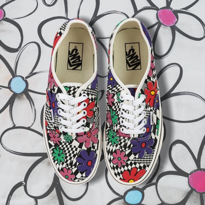 floral and checkered vans