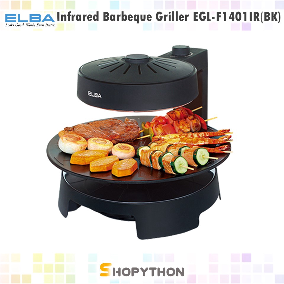 Elba Infrared Barbeque Griller Egl F1401ir Bk Indoor Bbq Barbecue Grill Non Stick Pan Circular Rectangular Healthy Shopee Malaysia