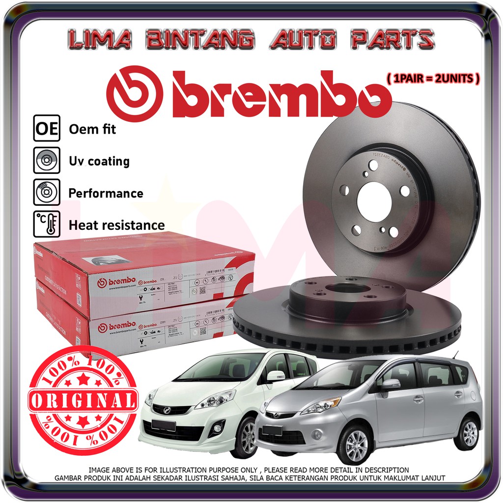 Perodua Alza , Alza Advance Front Brake Disc Rotor 1Pair Brembo